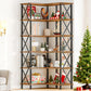 HOOBRO Corner Bookshelf, 6-Tier L-Shaped Bookcase, Industrial Open Display Shelf Tall Storage Organizer, Vertical Storage Rack, for Living Room, Home Office, Rustic Brown and Black BF61SJ01 HOOBRO