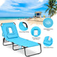 Giantex Outdoor Chaise Lounge Chair - Folding Beach Chair with 5 Adjustable Positions, Hole, Detachable Pillow, Hand Ropes, Lounger for Sunbathing, Poolside, Yard, Patio Lawn Chair ebuys