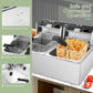 Commercial Deep Fryer, 3400W Electric Deep Fryers with 2x6.35QT Baskets Thickened Stainless Steel Countertop Oil Fryer 20.7QT Large Capacity with Lids Temperature Controller (12L) TANGME