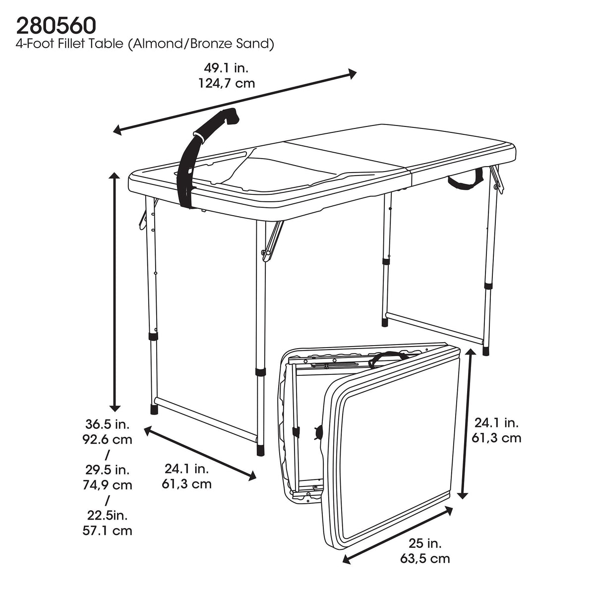 LIFETIME 4 Foot Folding Fish Fillet Cleaning Table with Sink - for Camping, Picnic, Garden, Outdoors LIFETIME