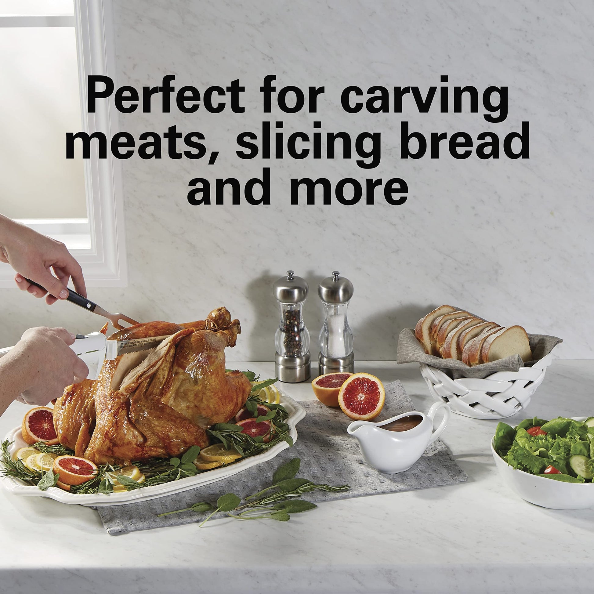 Hamilton Beach Electric Knife Set with Reciprocating Serrated Blades, Storage Case, Fork - For Carving Meats, Bread, Foam, More EBUYSTT