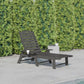 Flash Furniture Monterey Adjustable Adirondack Lounger with Cup Holder- All-Weather Indoor/Outdoor HDPE Lounge Chair, Gray ebuys