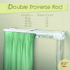 Heavy Duty Double Traverse Rod Center Open 120-240 inch White