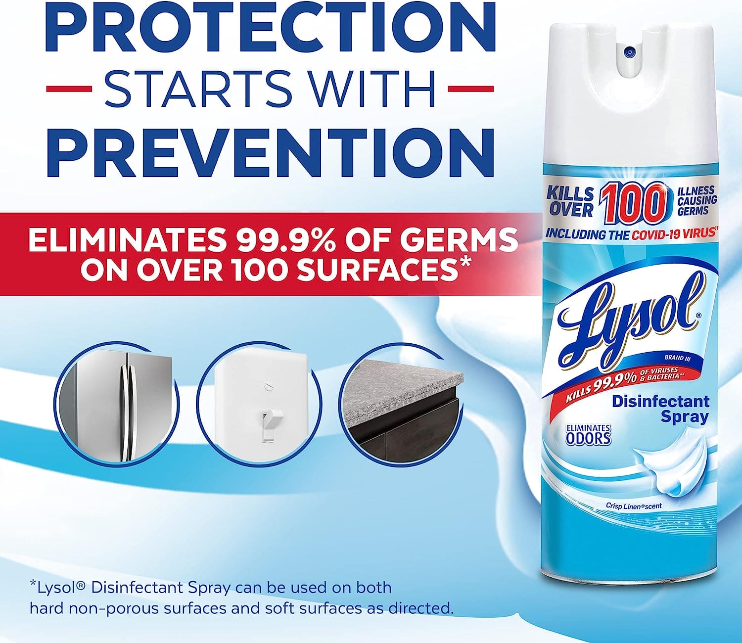Lysol Sanitizing and Antibacterial Spray for Disinfecting & Deodorizing, Crisp Linen, 12.5 Fl Oz - 01920074186 Pie's Variety Store
