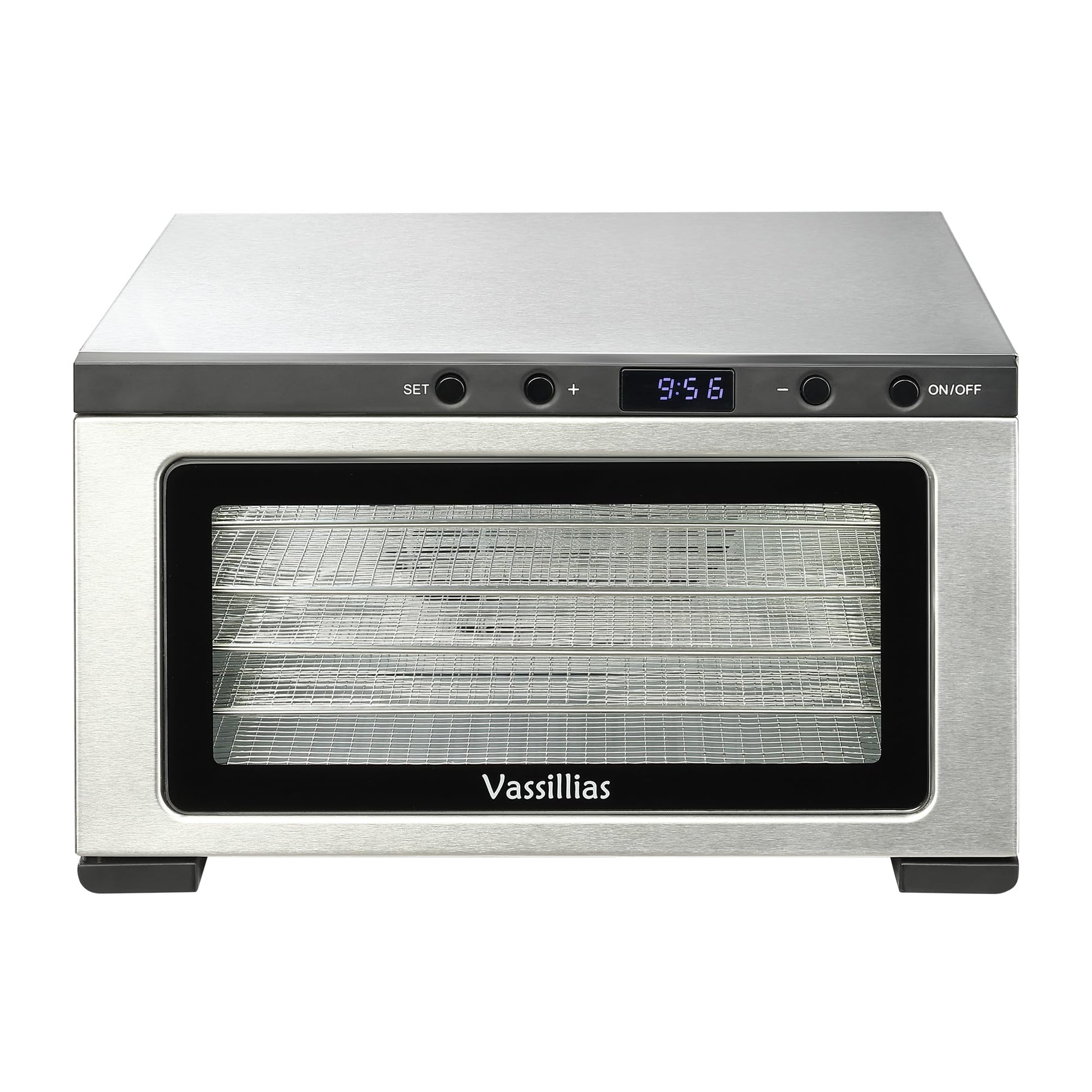 Stainless Steel Mini Food Dehydrator Dryer- 6 Stainless Steel Trays, Digital Adjustable Timer, 400W, 176°F, Temperature Control, for Jerky, Herb, Meat, Beef, Fruit and Pet Treats, Model 2016YJ, Silver vassillias