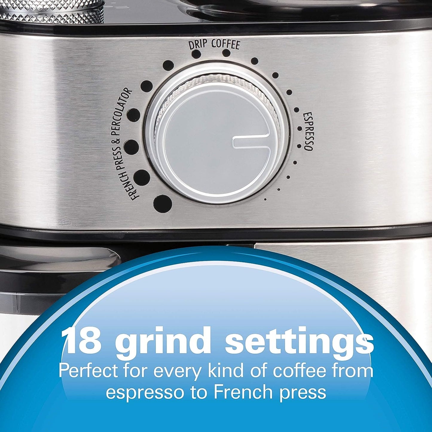 Hamilton Beach Electric Burr Coffee Grinder - Offers 18 grind settings from extra-fine to coarse with adjustable quantities from 2 to 14 cups of coffee. The large hopper holds 2 cups of whole coffee beans - 80385 Argos Distributors