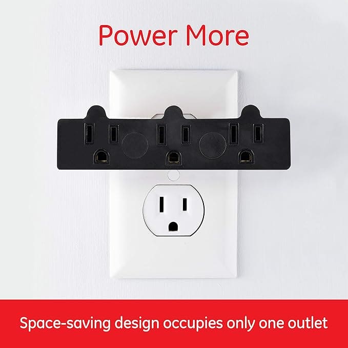 Powerlink 3 Outlet Adapter, 3-Prong Power Splitter,15A, 12V,1875W, 60Hz, Black, 1 Pack -JNCLJC40000011 MEGA