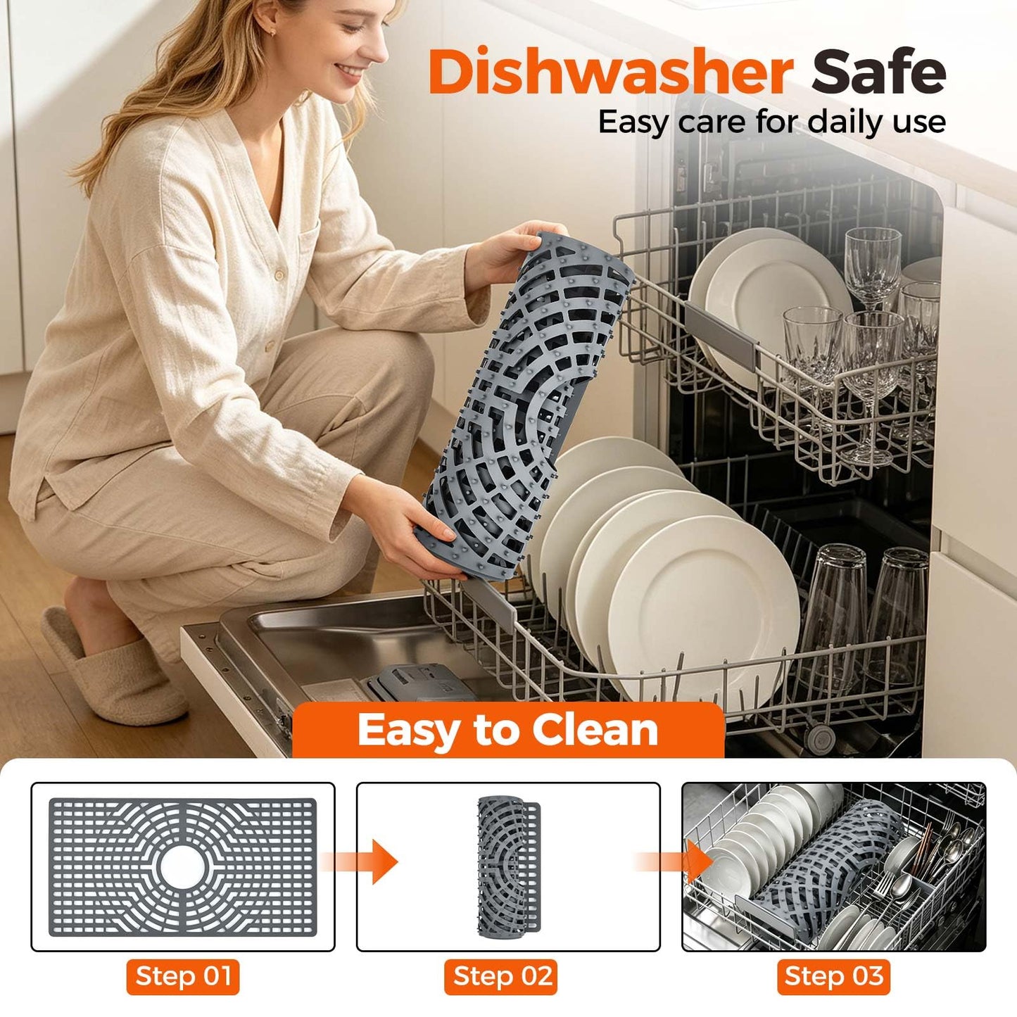 Snuggery Silicone Sink Protector for Kitchen Sink, 24"x12" Center Drain snuggery