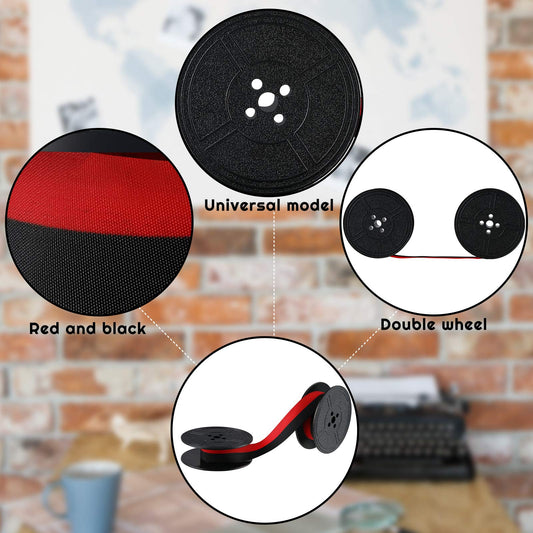 Tenare 4 Pairs Universal Typewriter Ribbon, Calculator Ribbon, Red, Black Tenare