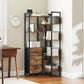 YATINEY Corner Bookshelf, 7 Tier L-Shaped Bookcase with 3 Drawers, Storage Corner Shelf, Freestanding Tall Display Shelf, Industrial Style, for Living Room, Home Office, Rustic Brown and Black SJ10BR YATINEY