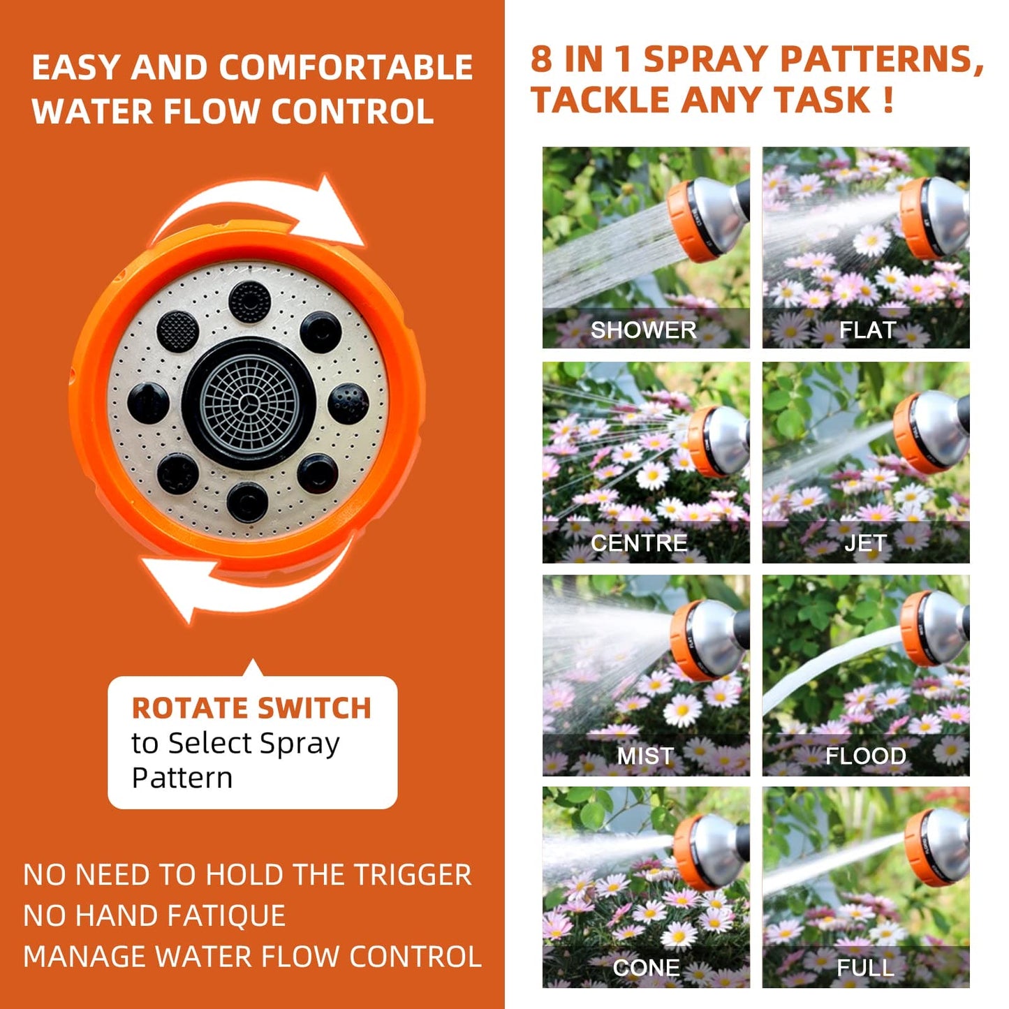 Dog Washing Hose Attachment,High Pressure Garden Hose Nozzle 8 Spray Patterns with Soap Dispenser Bottle for Watering Plants,Dog Nozzle Spray Pet Shower Bath Tool SENEMO