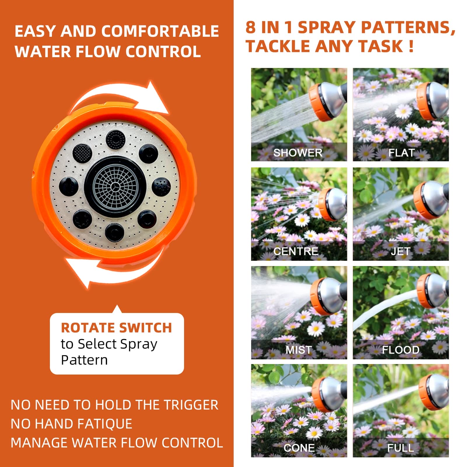Dog Washing Hose Attachment,High Pressure Garden Hose Nozzle 8 Spray Patterns with Soap Dispenser Bottle for Watering Plants,Dog Nozzle Spray Pet Shower Bath Tool SENEMO
