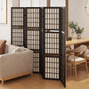 Room Divider with Shelves, 66.9-Inch Tall Japanese Shoji Style Wood Screen with Double Hinges for Home Office Decoration (6 Panels, Black)