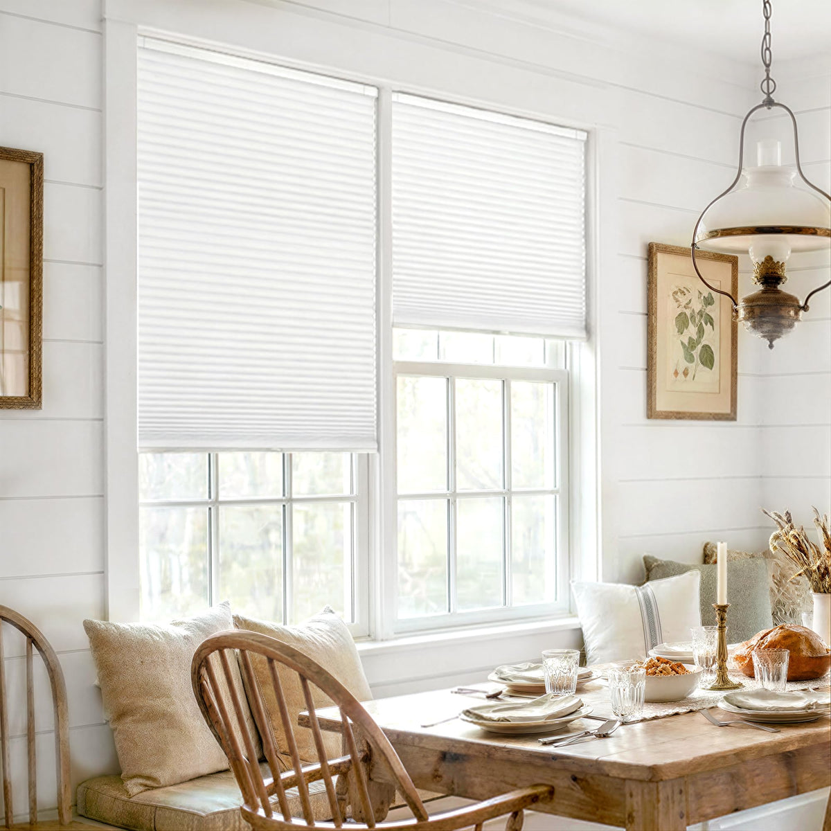 LazBlinds No Drill Cordless Cellular Shades, 35" W × 36" H, Silver White LazBlinds