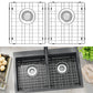 DPZM 2Pack 15" x 13" Stainless Steel Sink Protectors for Kitchen Sink, Sink Grate for Bottom of Kitchen Sink, Metal Sink Grates with Strainers, Rear Drain for Double Sink Protectors with Corner Radius DPZM