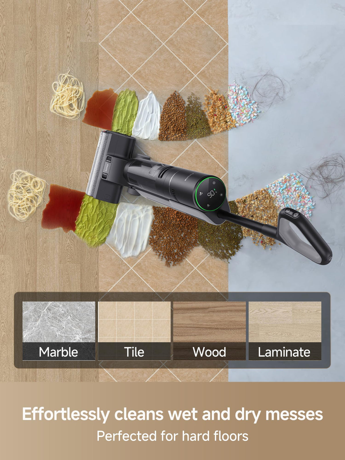 DREAME H12 PRO Vacuum Mop, Wet Dry Vacuum Cleaner for Hard Floor, Vacuum and Mop at The Same Time for Wet & Dry Messes, Auto Self-Cleaning, Edge to Edge Cleaning with Hot Air Drying dreame