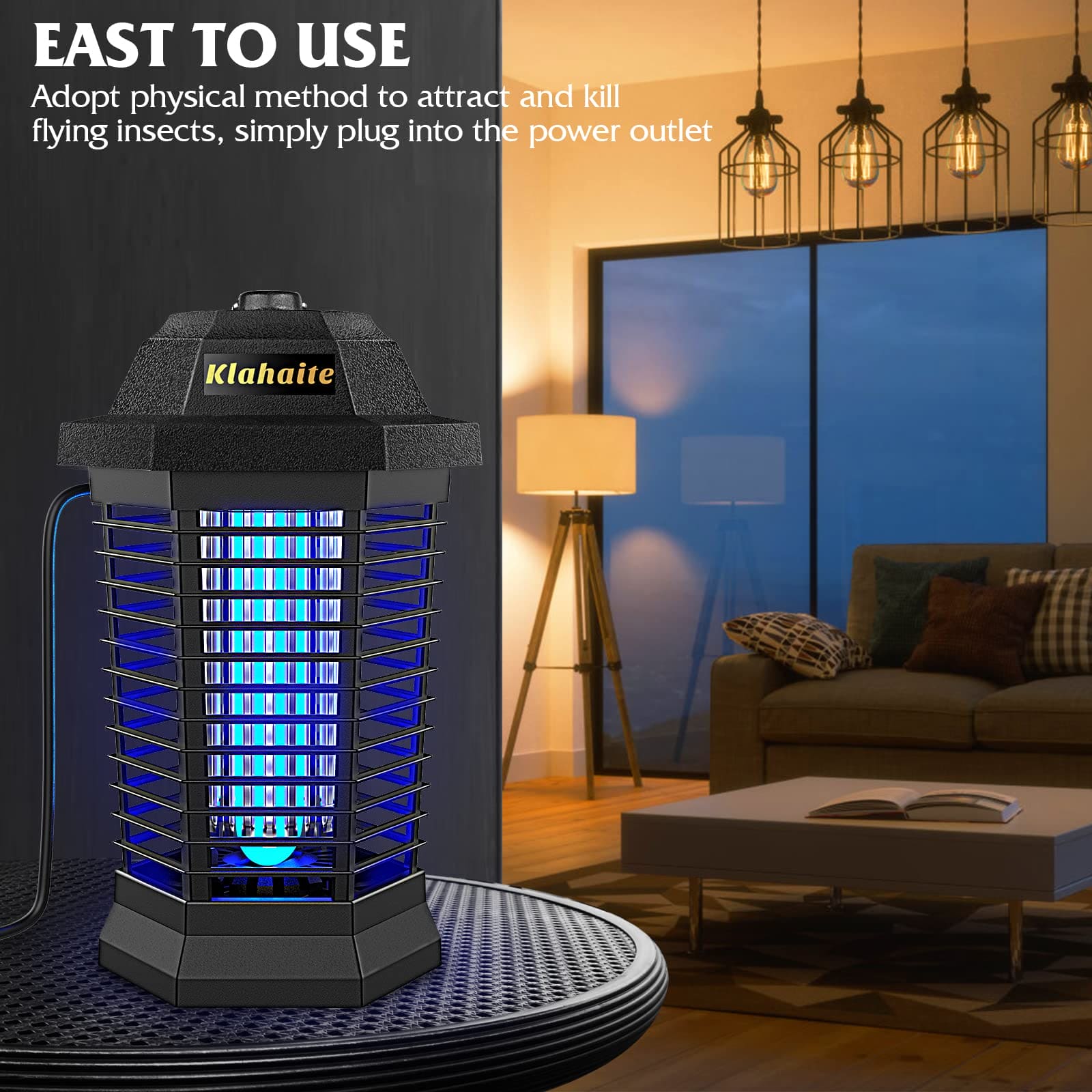 Klahaite Bug Zapper Outdoor, Mosquito Zapper, Fly Traps Fly Zapper,Mosquito Repellent Outdoor Patio and Backyard Covers 1/2 Acre, 4200V Powerful Grid, ABS Fireproof Plastic Outer Klahaite