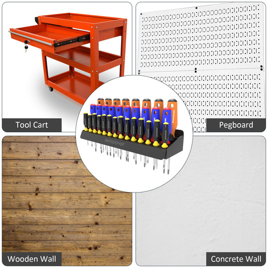 UNITEDPOWER Screwdriver Holder, Wall Mount Storage Rack Organizer for Workshop, Shed, Garage, Home, Stores up to 32 Screwdrivers or Small Tools UNITEDPOWER