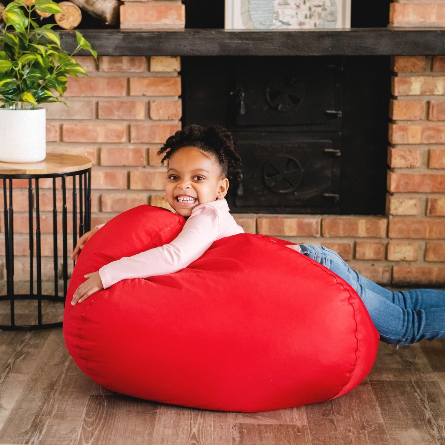 Big Joe Classic Bean Bag Chair, Red Smartmax, Durable Polyester Nylon Blend, 2 feet Round ebuys