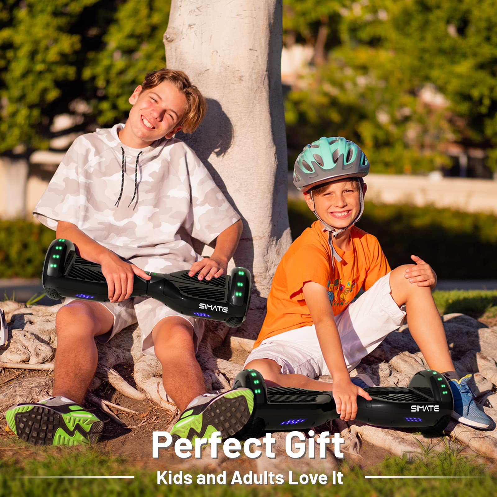SIMATE Hoverboard, Bluetooth All Terrain Hover Boards with LED Lights and APP Control, Gifts for Kids Adults Girls Boys, for All Ages SIMATE