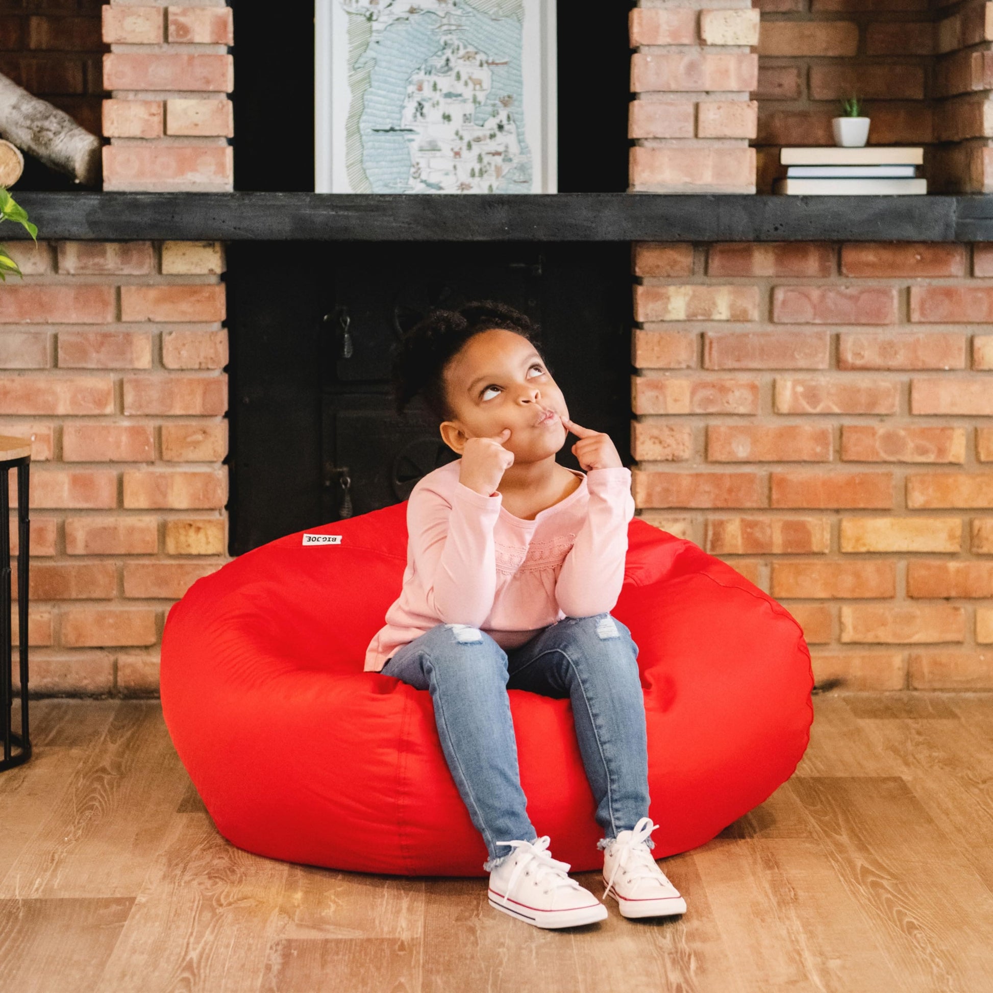 Big Joe Classic Bean Bag Chair, Red Smartmax, Durable Polyester Nylon Blend, 2 feet Round ebuys