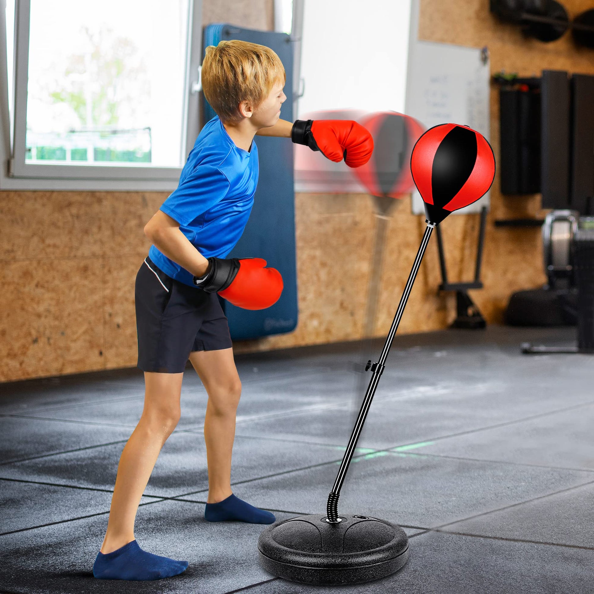 Height Adjustable Punching Bag Set for Kids Ages 3-8+ with Boxing Gloves, Ideal Birthday for Boys & Girls NATGGZ