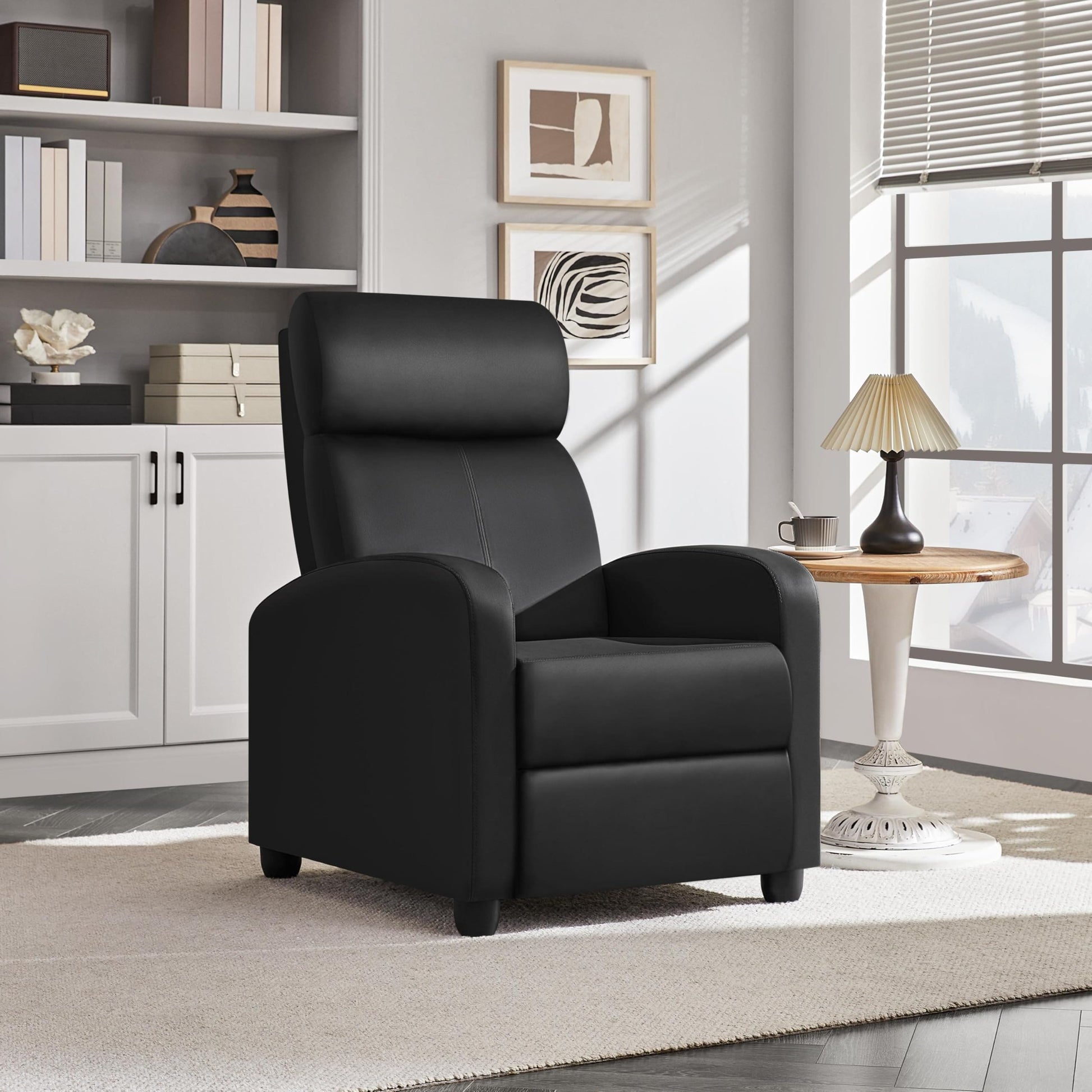 Yaheetech Recliner Chair PU Leather Recliner Sofa Home Theater Seating with Lumbar Support Overstuffed High-Density Sponge Push Back Recliners Armchair for Living Room Yaheetech