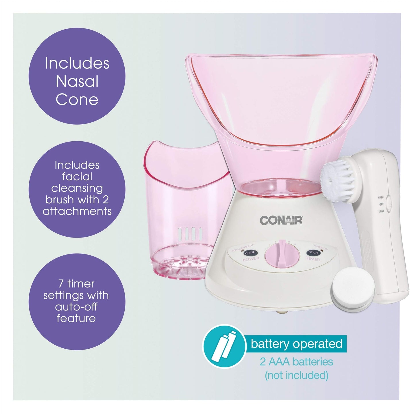 True Glow by Conair Gentle Mist Moisturizing Facial Steamer with Cleansing Brush Conair