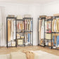 HOMIDEC Wardrobe Closet, 4 Hanging Spaces Portable Clothes Rack,Free Standing Closet Organizer and Storage System with Hanging Rods,Clothing Rack Suitable for Cloakroom,Bedroom,Entrances,etc.Black HOMIDEC