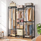 HOMIDEC Wardrobe Closet, 4 Hanging Spaces Portable Clothes Rack,Free Standing Closet Organizer and Storage System with Hanging Rods,Clothing Rack Suitable for Cloakroom,Bedroom,Entrances,etc.Black HOMIDEC