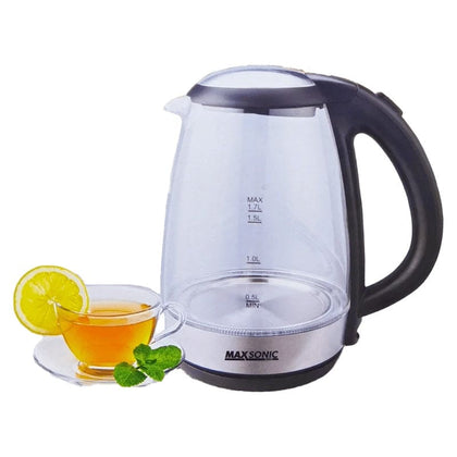 MAXSONIC ELITE GLASS ELECTRIC KETTLE CORDLESS - MXSNEK18