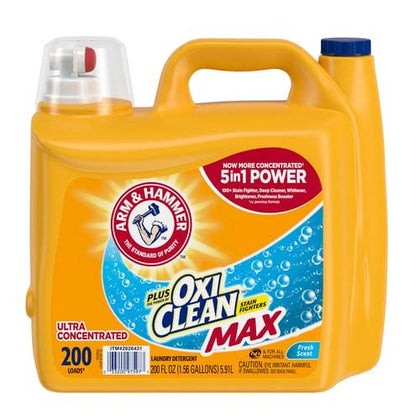 Arm and Hammer Ultra Concentrated Liquid Laundry Detergent with Oxi Clean 5.91 L / 200 oz - 457256