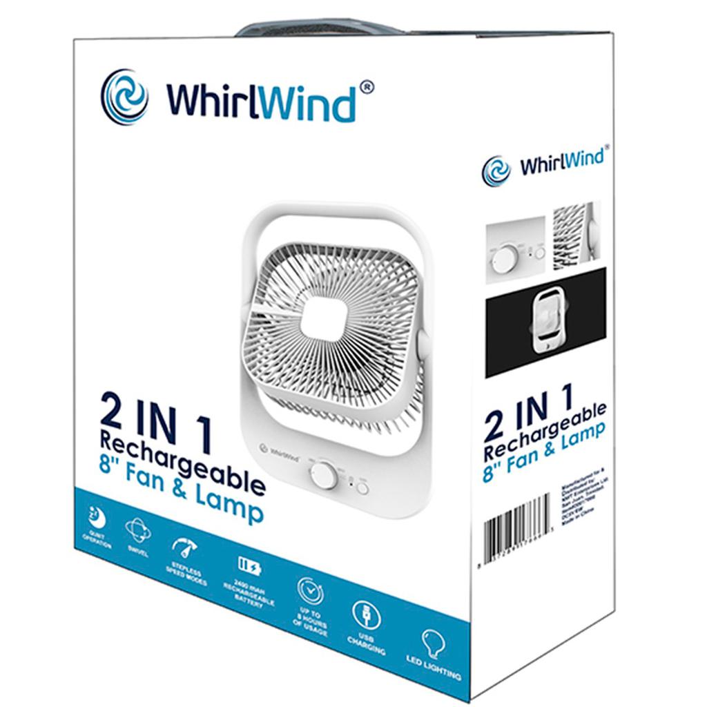 Whirlwind Rechargeable 2 in 1 Fan and Lamp 20.32 cm / 8" 20017666 - 527702 ebuystt