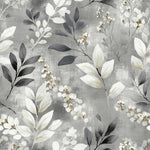 HelloWall Grey Botanical Wallpaper Peel and Stick Modern Farmhouse Wallpaper Gray Leaf French Grey White Flower Botanical Nature Minimalist Floral Watercolor Leaf Contact Paper Self Adhesive 17.5x80 HelloWall