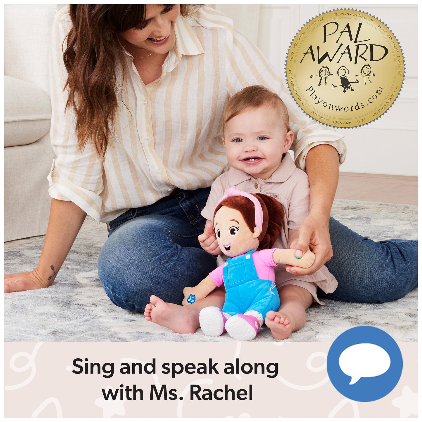 Ms. Rachel Official Speak & Sing Doll, 16” Tall Interactive Toy with 4 Songs & 16+ Phrases, Toddler Toys for Girls & Boys Ages 6 Months to 3+ Years. Ms. Rachel