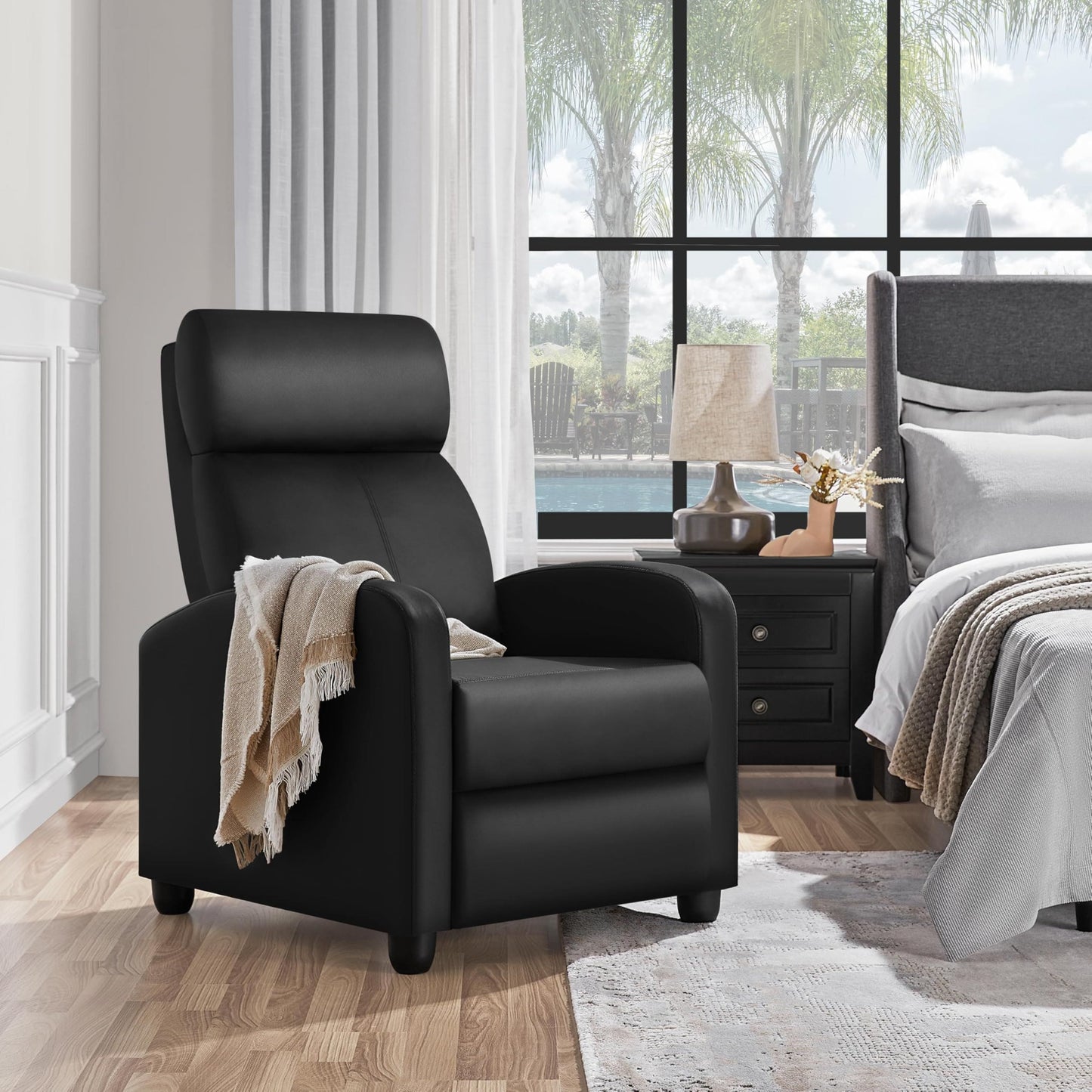 Yaheetech Recliner Chair PU Leather Recliner Sofa Home Theater Seating with Lumbar Support Overstuffed High-Density Sponge Push Back Recliners Armchair for Living Room Yaheetech