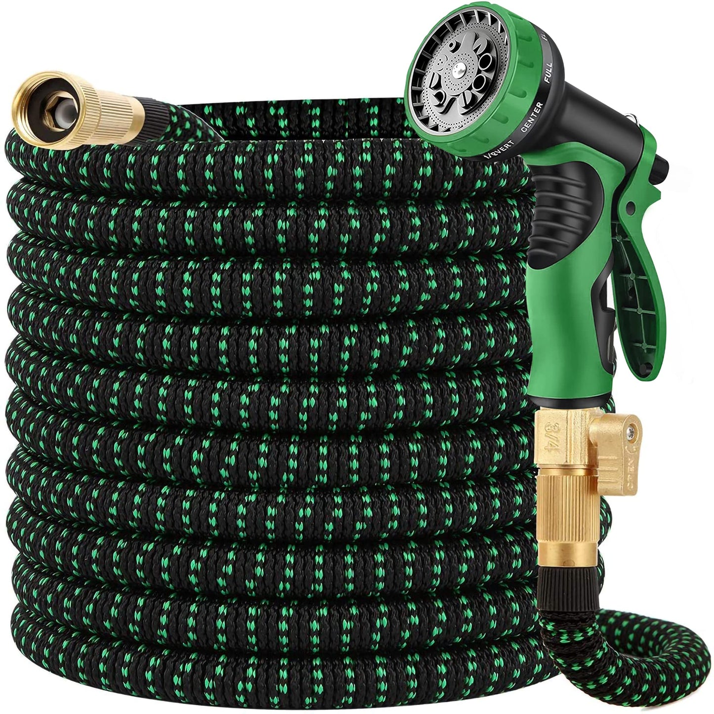 100 FT Expandable Garden Hose -with 10 Patterns Nozzle, No Kink Lightweight Flexible Hose with 3/4" Solid Fittings and 4-Layer Latex Core - 100 ft Retractable Stretch Car Washing Pipe Artistan