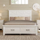 Rustic Farmhouse Style Queen Platform Storage Bed with Two Drawers,White ebuystt