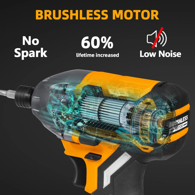 WORKSITE 20V Brushless Cordless Impact Driver 1/2 Inch  High Torque 300N.m Compact Handheld Variable Speed Electric Drivers-CIS336 Worksite Power Tools