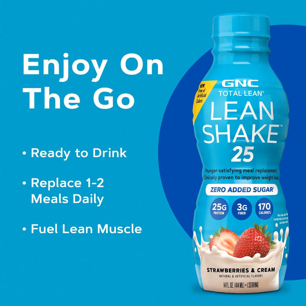 GNC Strawberry &amp; Cream Protein Shake 4 Units / 414 mL / 14 oz -471228 ebuystt
