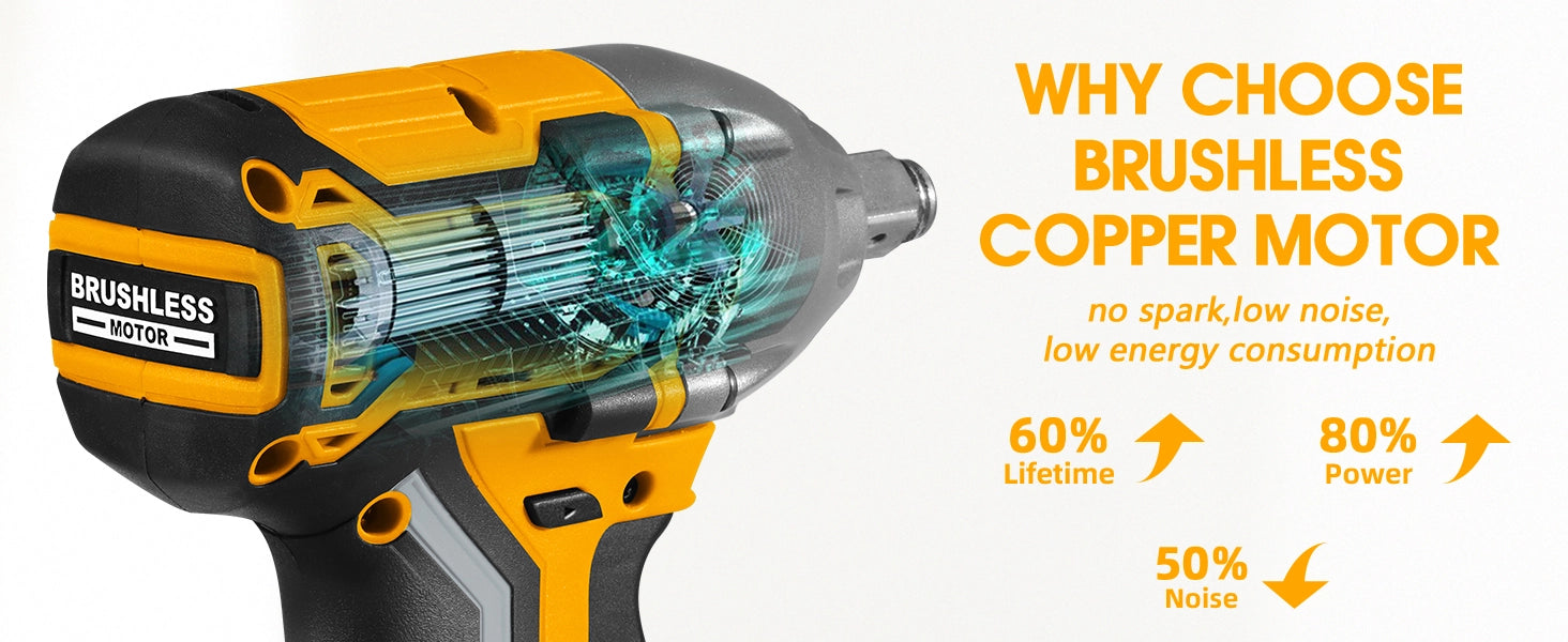 WORKSITE Brushless Cordless Impact Wrench 1/2 Inch 20V High Torque 4.0Ah Battery 280 ft-lbs(380 Nm) Impact Gun Tools No.CIW336 Worksite Power Tools