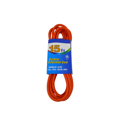 POWERLINK EXTENSION CORD OUTDOOR 15FT - W/ETL, SLEEVE, ORANGE, 16AWG /3C, SJTW-13AMP, 125V, 1625W 60HZ - MC009 MEGA