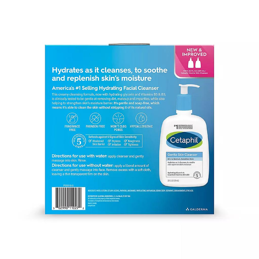 Cetaphil Gentle Cleanser for Dry and Sensitive Skin 2 Units / 591 mL - 417530 ebuystt