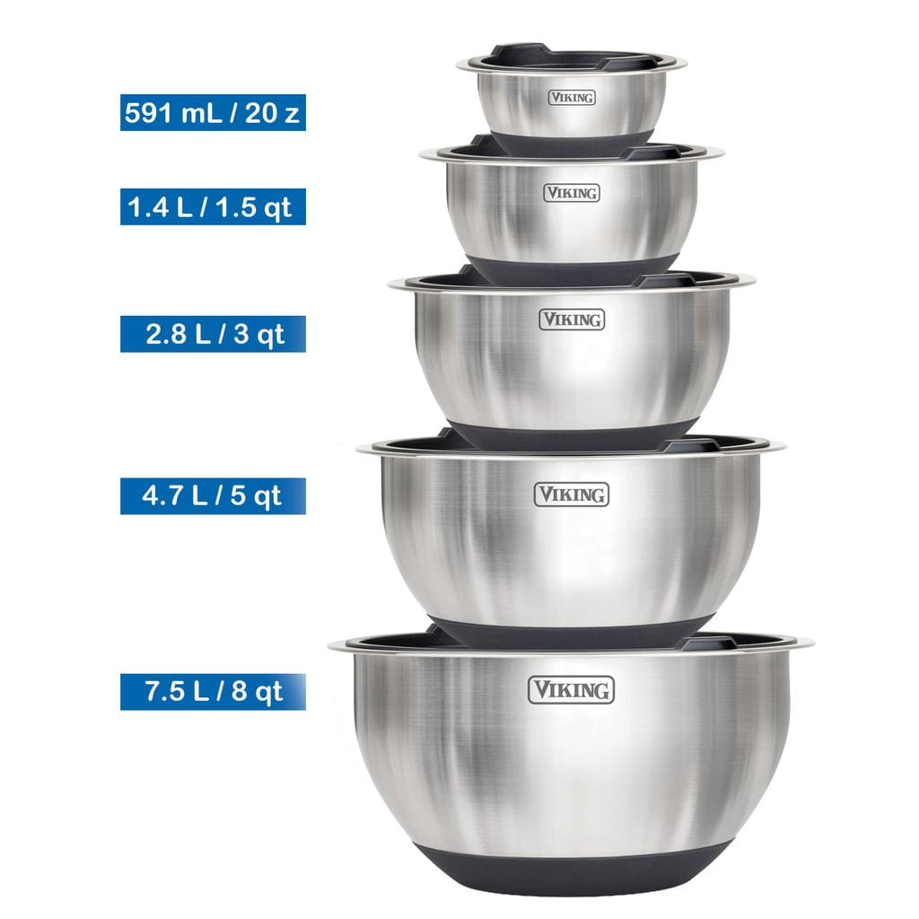 Viking Stainless Steel Mixing Bowls Set 10 Pieces - 493218-0840595110667 ebuystt