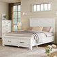 Rustic Farmhouse Style Queen Platform Storage Bed with Two Drawers,White ebuystt