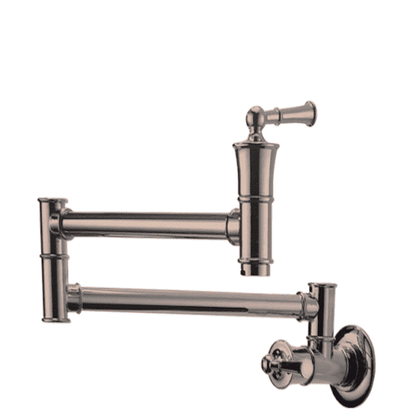 Aquarius Pot Filler Commercial Wall Mount Stove Faucet, Brass Pot Filler Folding Faucet Over Stove, Kitchen Pot Faucet with Double Joint Swing Arms - APS196-BN Mega