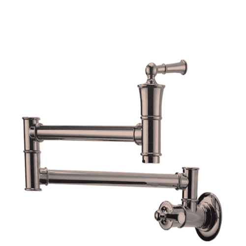 Aquarius Pot Filler Commercial Wall Mount Stove Faucet, Brass Pot Filler Folding Faucet Over Stove, Kitchen Pot Faucet with Double Joint Swing Arms - APS196-BN Mega