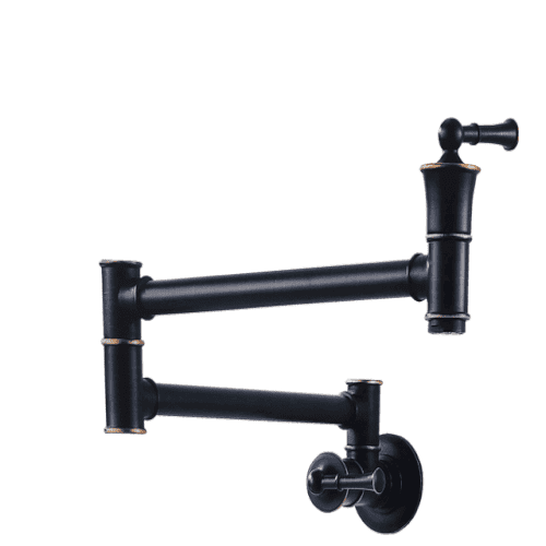 Aquarius Pot Filler Commercial Wall Mount Stove Faucet, Brass Pot Filler Folding Faucet Over Stove, Kitchen Pot Faucet with Double Joint Swing Arms - APS196-BN Mega