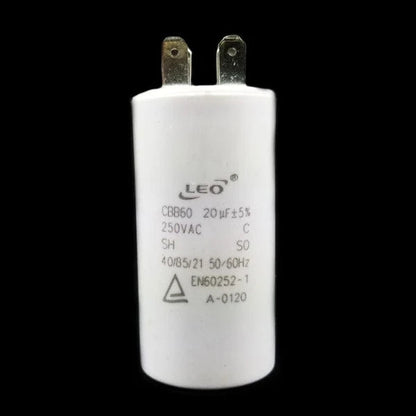 Capacitor for electric motors 20 Mfd uF (microfarads) 250VAC Plastic Case with terminals CBB60 Round Universal fit water pumps - MEGA