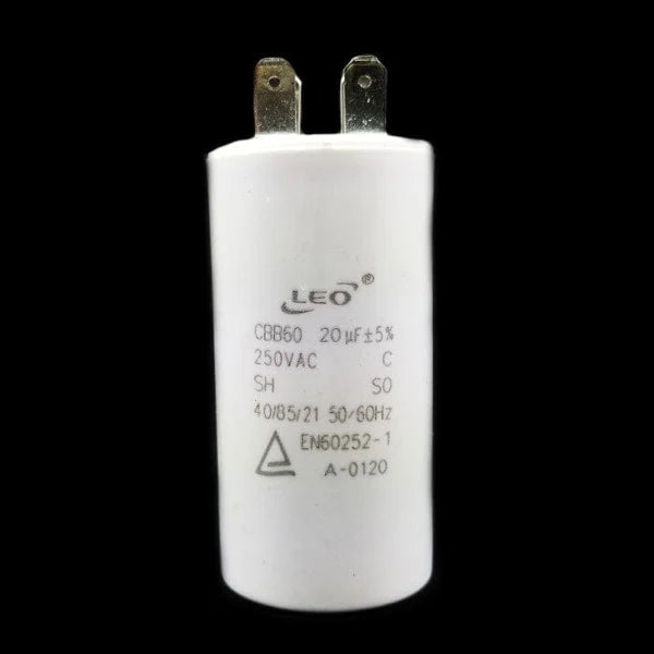 Capacitor for electric motors 20 Mfd uF (microfarads) 250VAC Plastic Case with terminals CBB60 Round Universal fit water pumps - MEGA